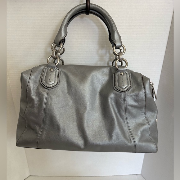 COACH pewter grey two way turnlock satchel - Picture 2 of 16